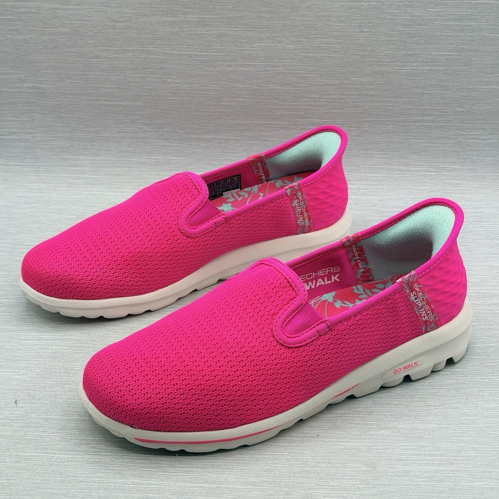 Skechers GOwalk Slip Ins Women's 7 Wide Hot Pink Walking Shoes 124761